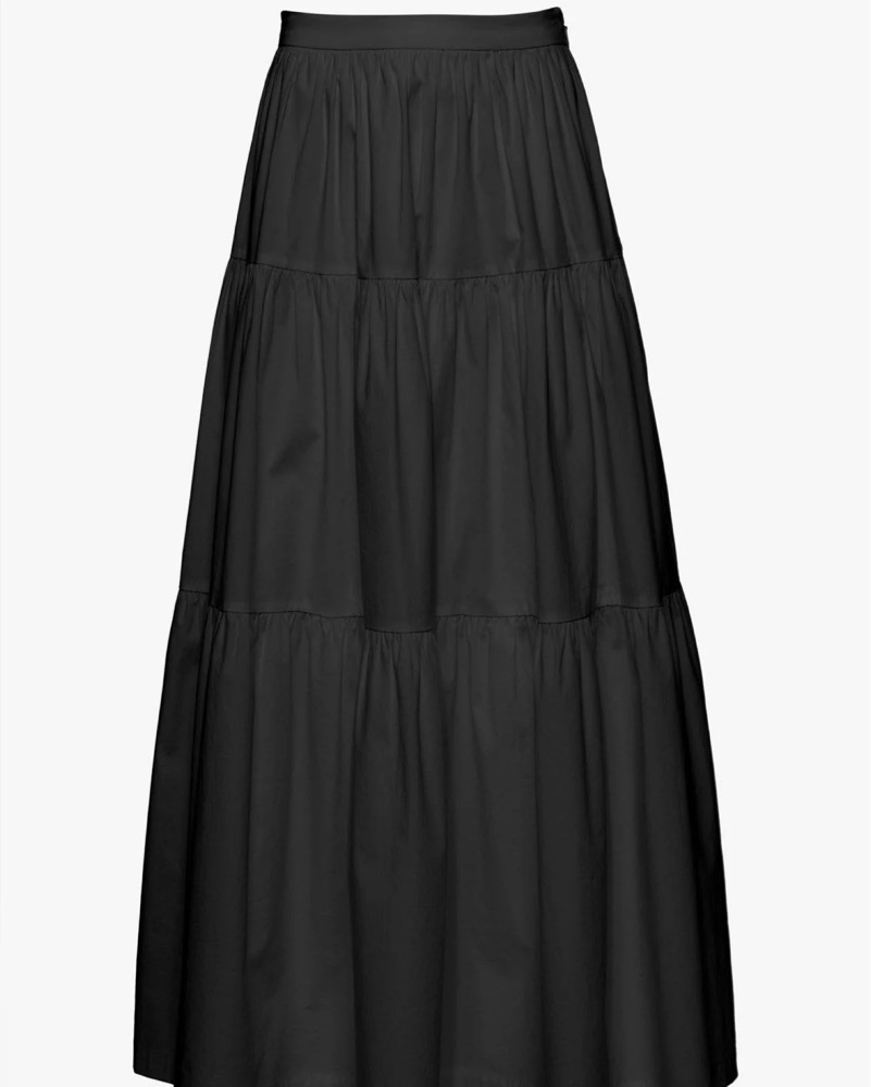 STAUD Sea Tiered Maxi Skirt (Black) by Staud - Pickle