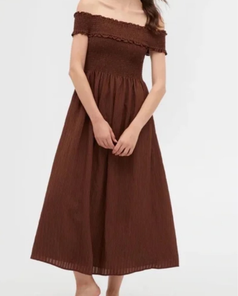 Hill house Brown Linen Dress by Hill House - Pickle