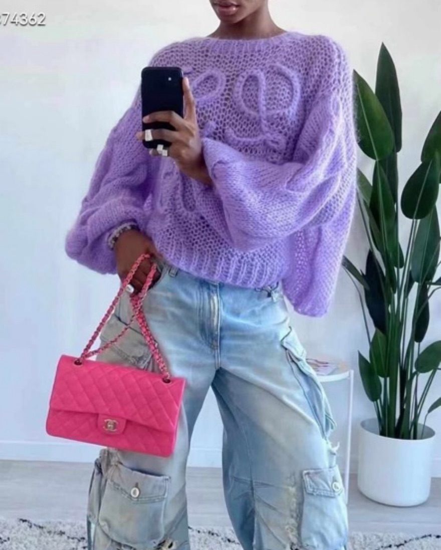 Loewe Purple Anagram Mohair Sweater by Loewe - Pickle