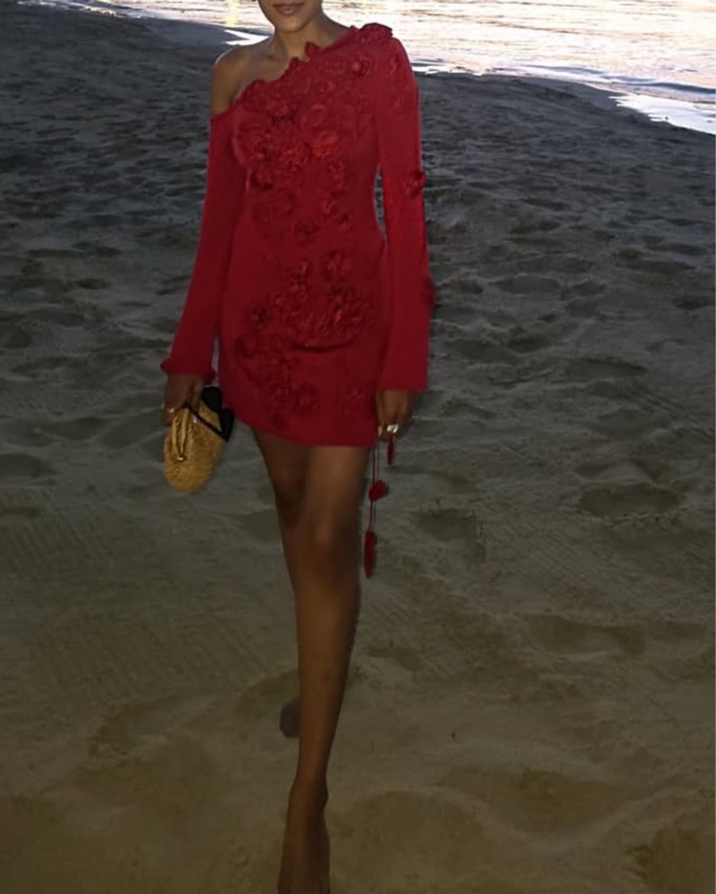 Cult Gaia Long Sleeve Off Shoulder Mini by Cult Gaia - Pickle