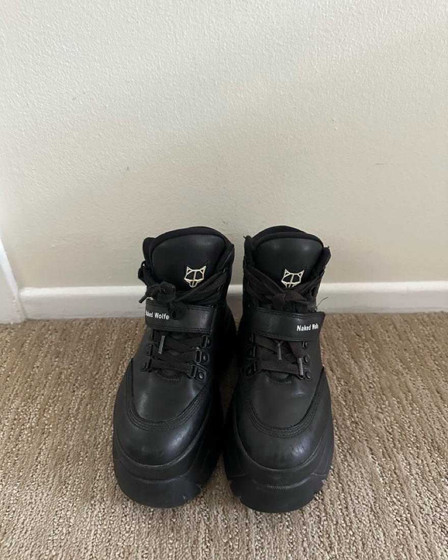 Naked wolfe Black Leather Platform Shoe by Naked Wolfe - Pickle