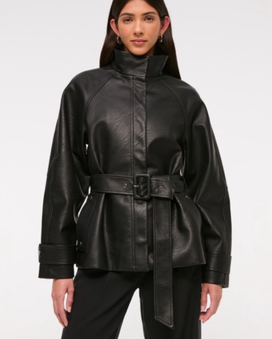 Abercrombie&Fitch Belted Leather Jacket by Abercrombie and Fitch