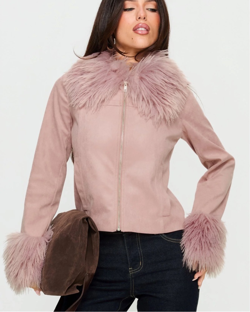 Pink Suede Faux Fur Jacket by Princess Polly - Pickle