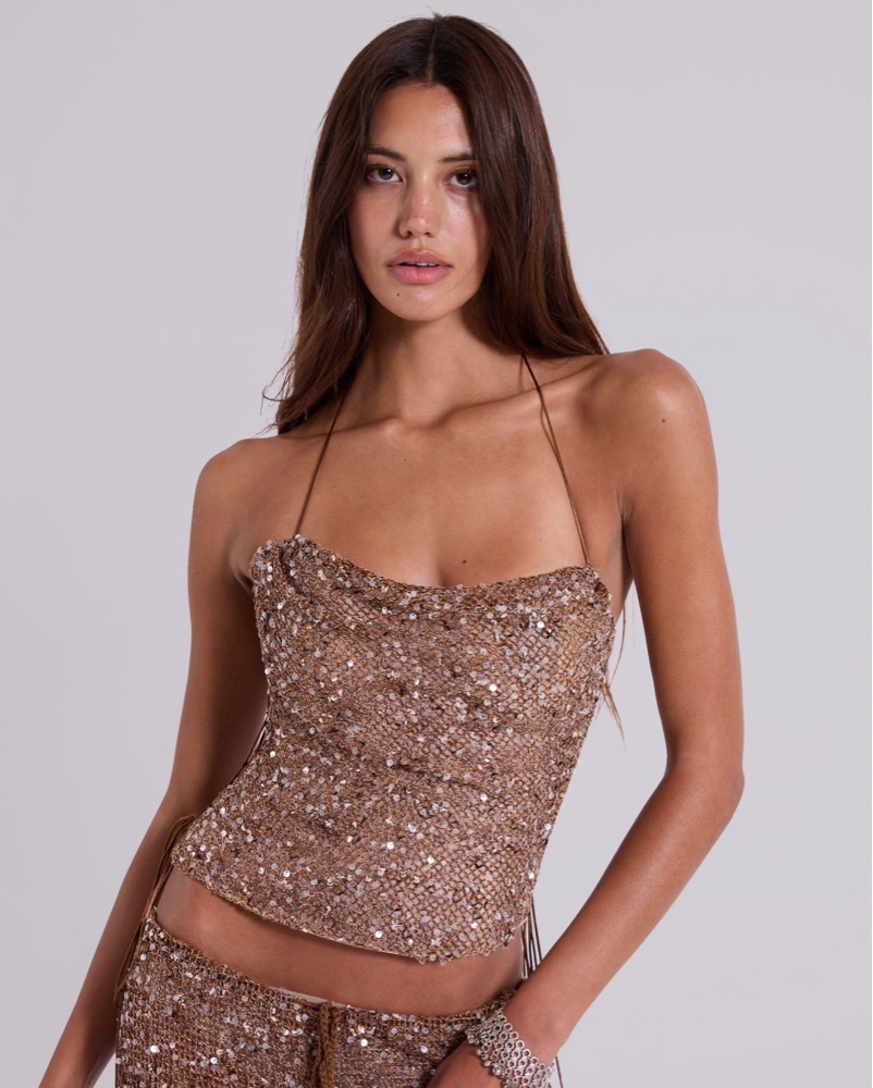 Jaded London Sequin Corset Top by Jaded London - Pickle