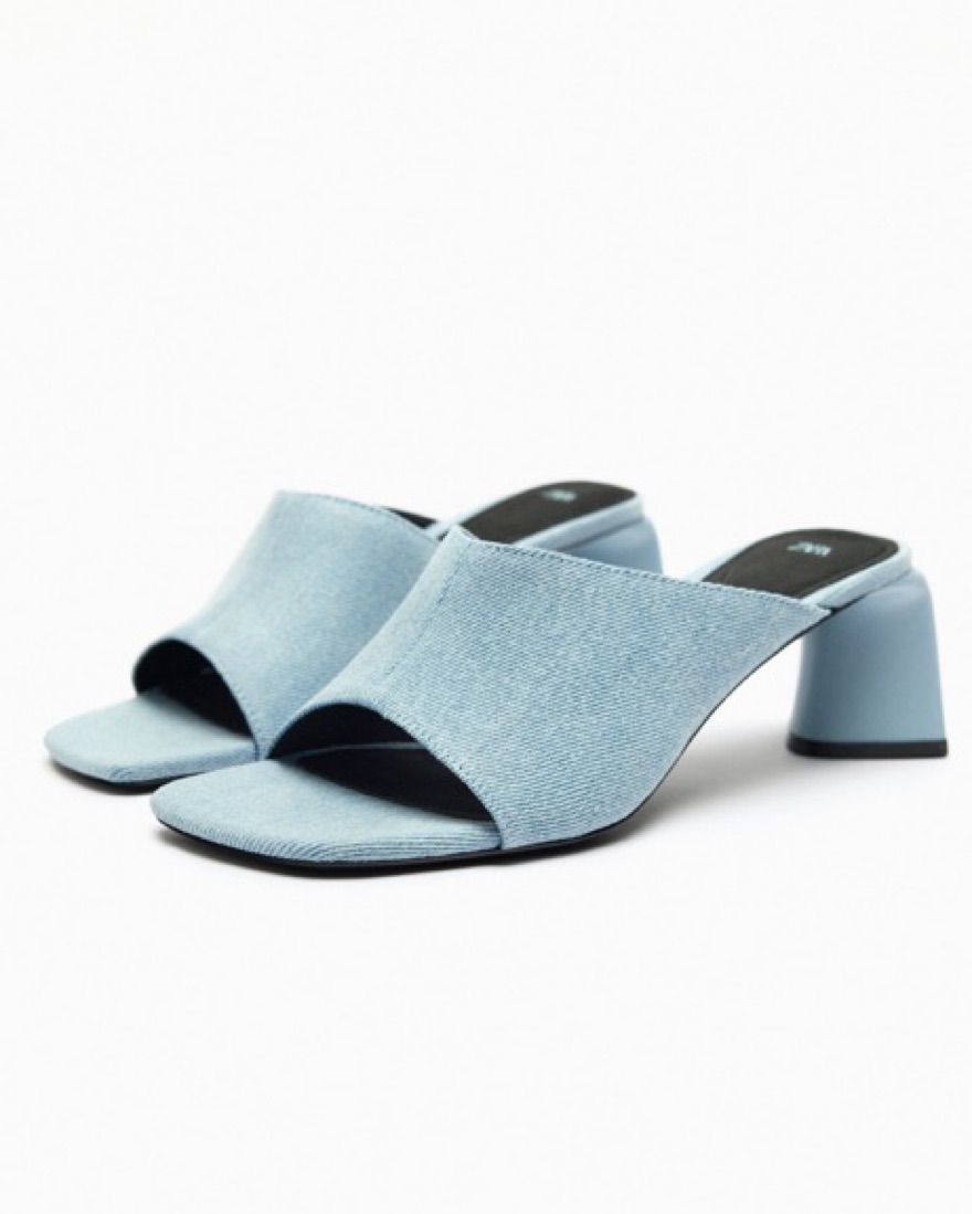 Zara Blue Denim Block Heels by Zara - Pickle