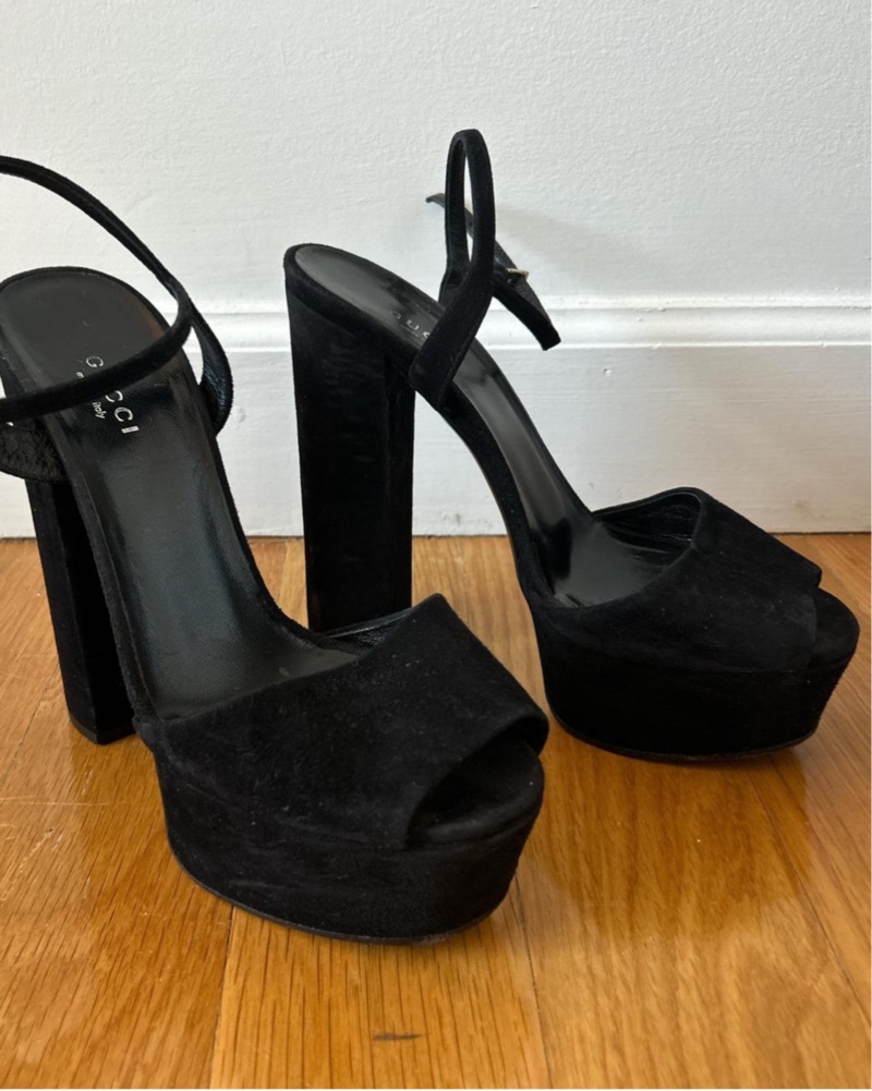 Tom Ford Era Gucci Block Platform Heels by Gucci - Pickle