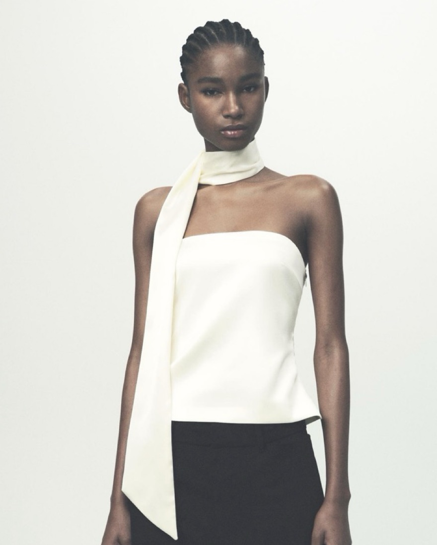 Satin Foulard Top by Zara - Pickle