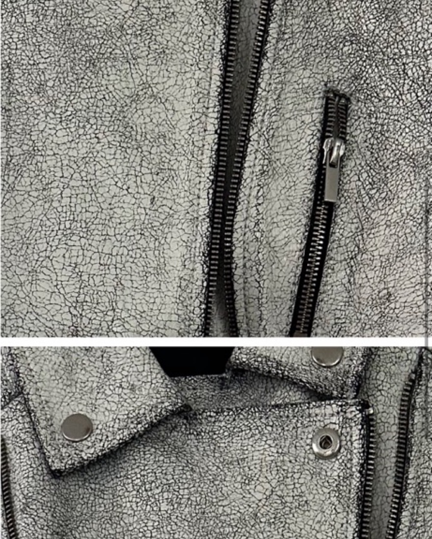 R13 Cracked White Leather Jacket by French Connection - Pickle