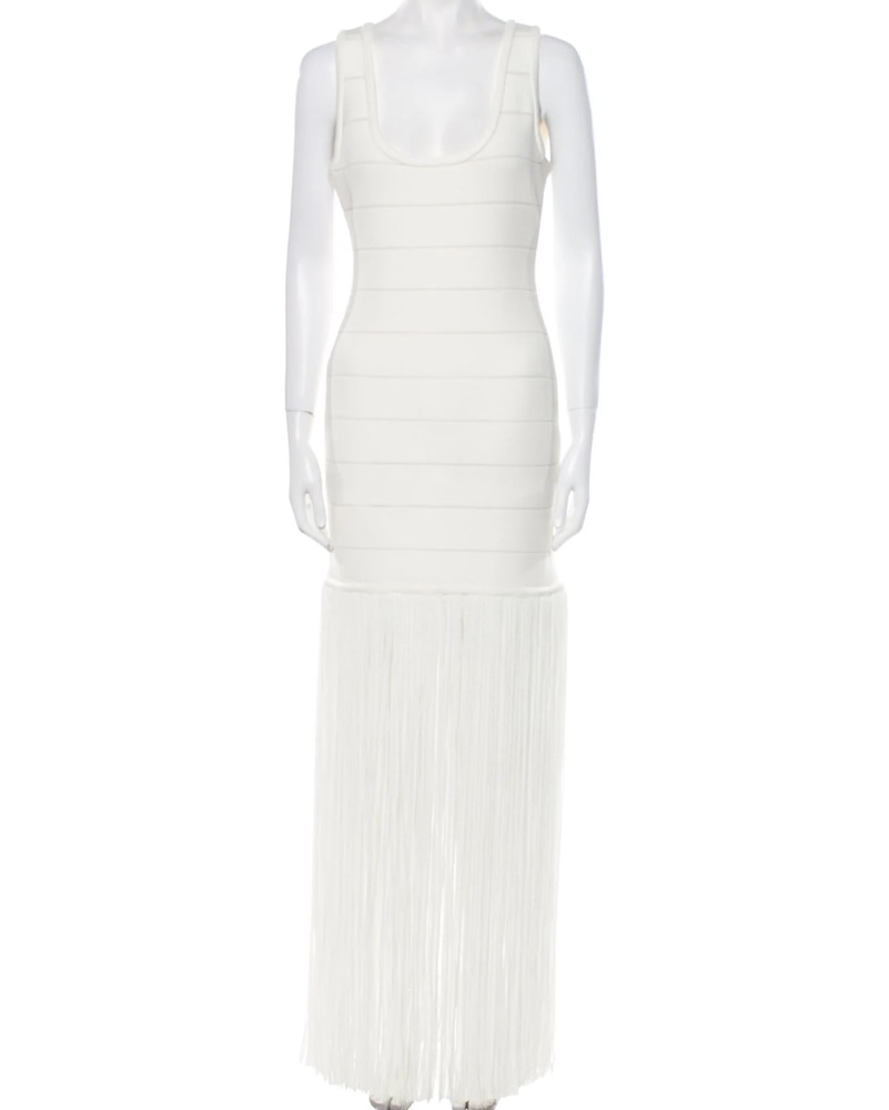 Herve Leger White Fringe Dress by Herve Leger - Pickle