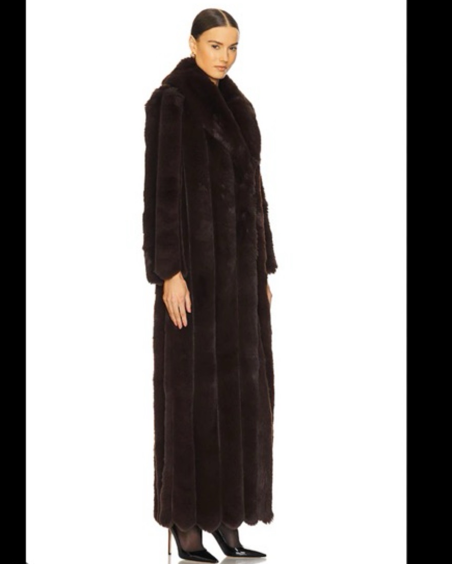 Revolve Luxurious Faux Fur Long Coat by LOBA - Pickle