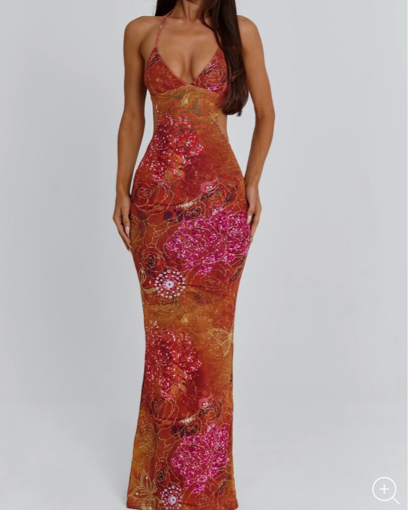 Pink and Orange Outcast Maxi Dress by Outcast Clothing - Pickle