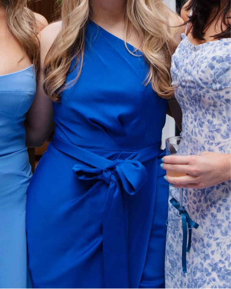 ✨極美品✨TED BAKER カットアウトショルダードレス オフショルダー Ted Baker Blue One Shoulder Satin Dress by Ted Baker - Pickle