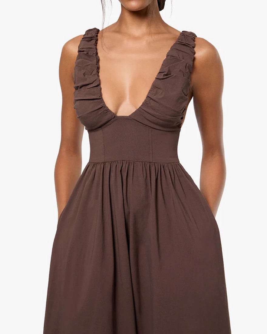 WeWoreWhat Ruched Corset Midi Dress by WeWoreWhat - Pickle