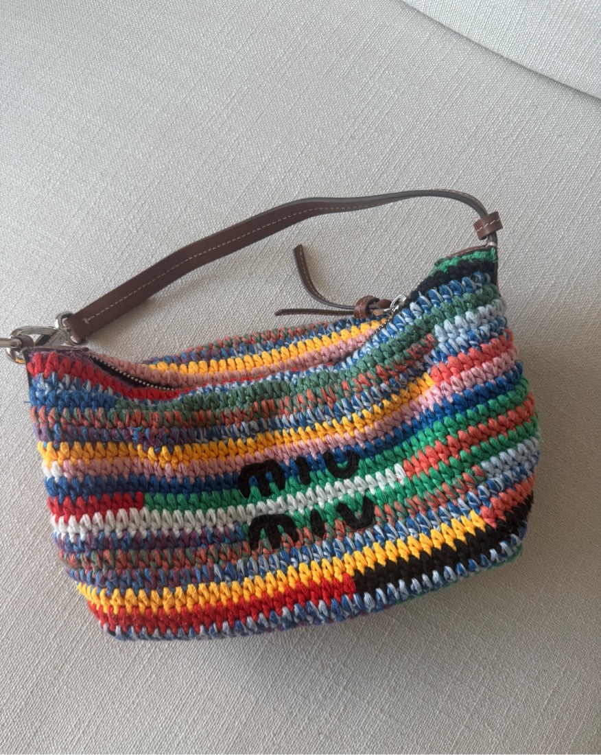 Miu Miu Multicolor Crochet Pouch Bag by Miu Miu - Pickle