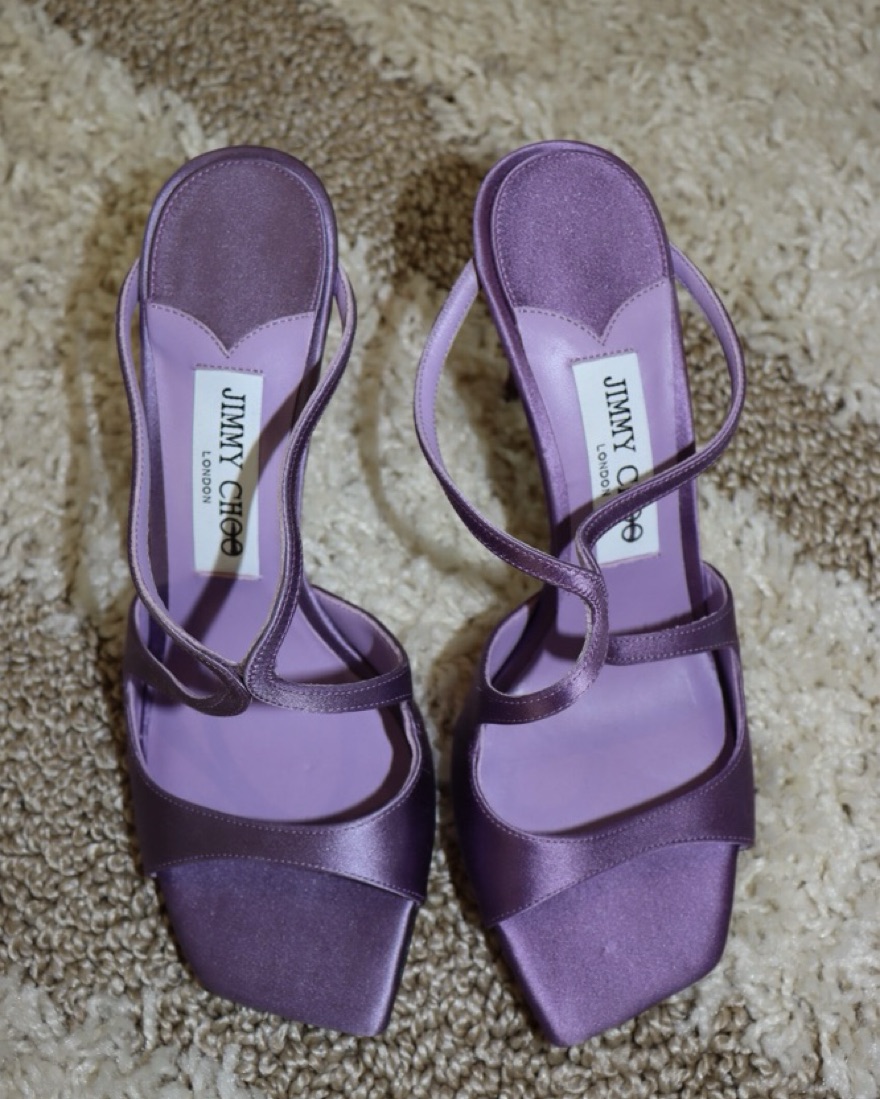 Jimmy Choo Anise 95 Purple Satin by Jimmy Choo - Pickle