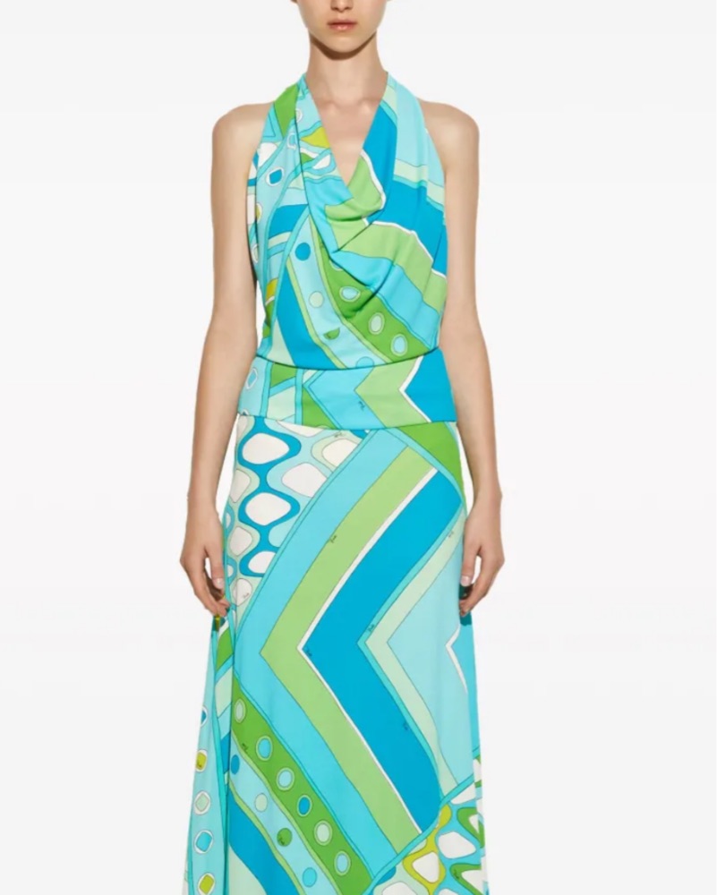 Emilio Pucci Vivara-print Halterneck Top by Pucci - Pickle