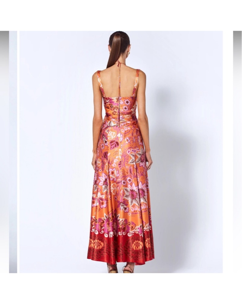Alexis S Nisa Midi Dress - Orange / Pink by Alexis - Pickle