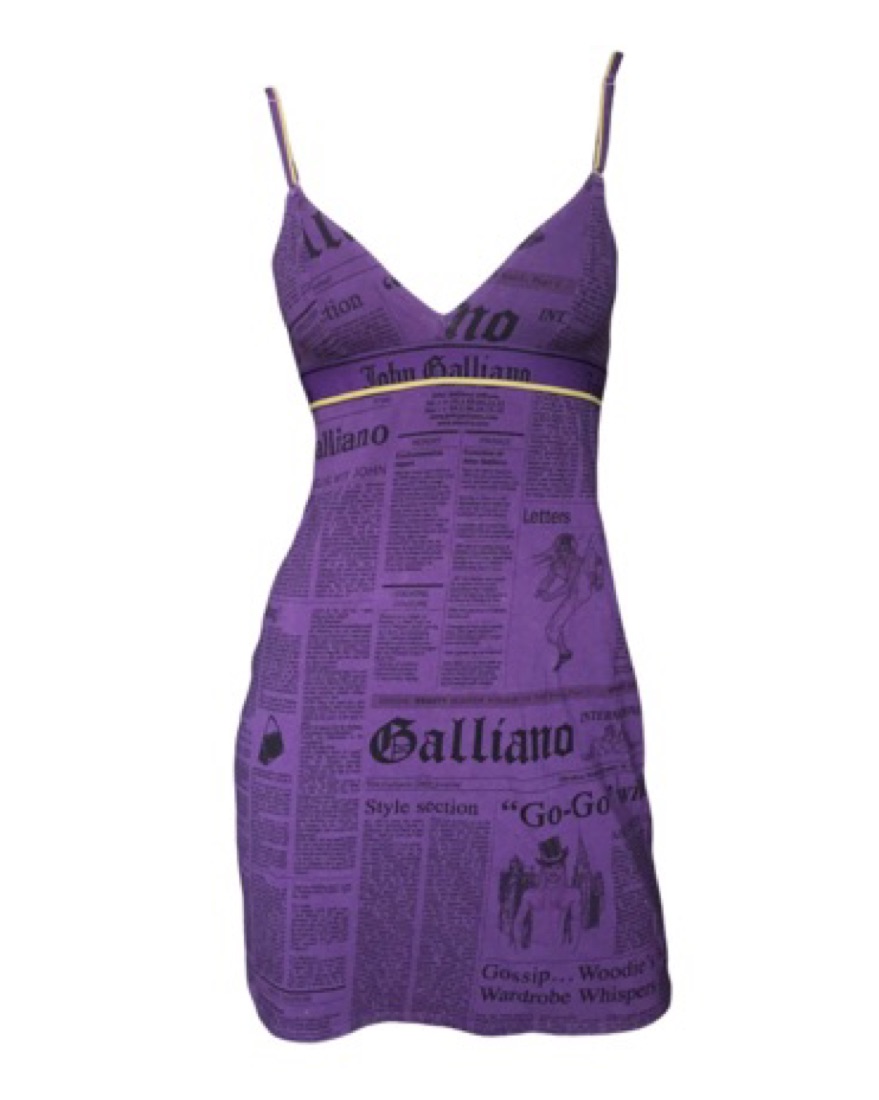 Purple John Galliano Newspaper Dress by John Galliano - Pickle