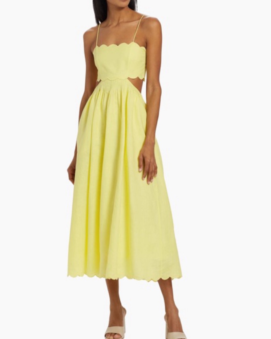 【Zimmermann】Halliday scalloped floral linen midi dress Zimmermann Dresses | Australian Designer Collection | Coveti