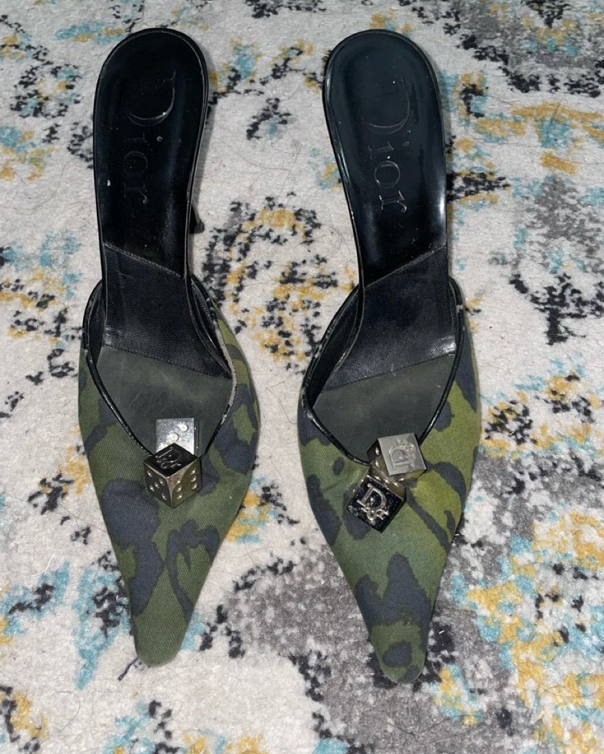 Dior Green Gambler Vintage Mule by Christian Dior - Pickle