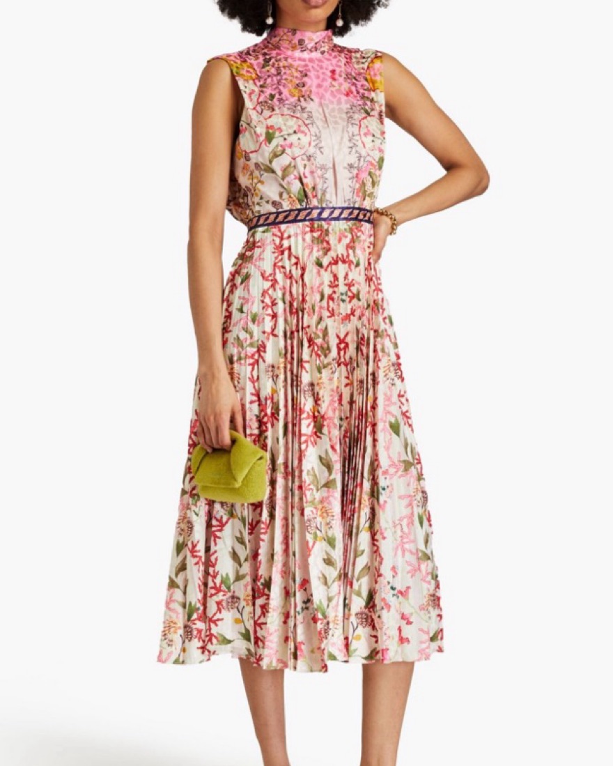 SALONI Fleur Pleated Satin Jacquard by SALONI - Pickle