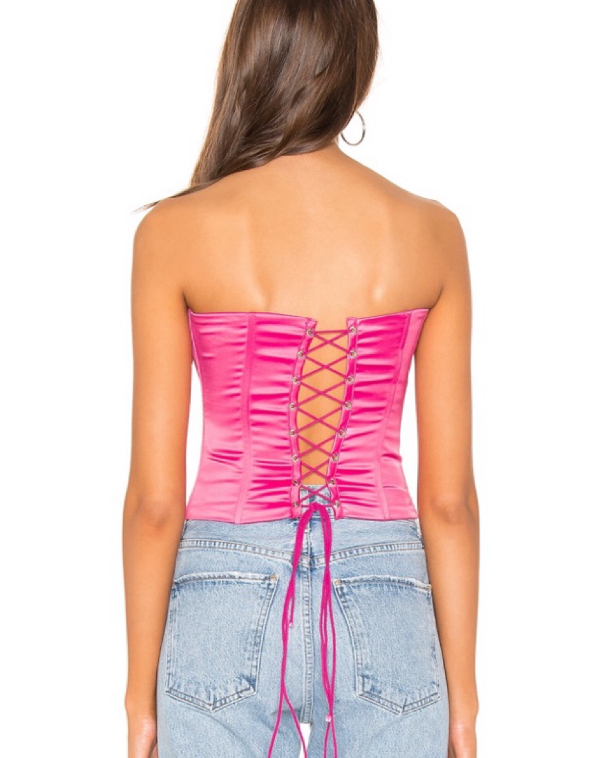 Satin Corset in True Pink GUIZIO by Danielle Guizio - Pickle