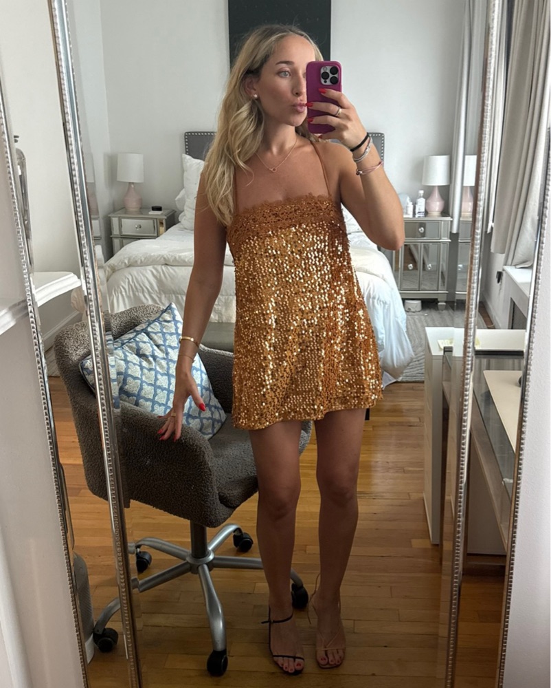 NYE Sequin Dress Burnt Orange FP by Free People - Pickle