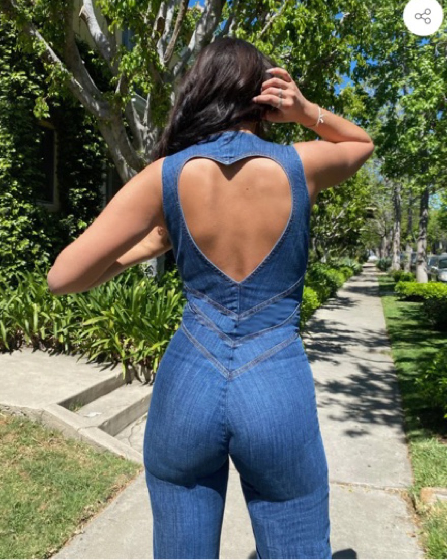 【なあ】BACK OPEN DENIM ALL IN ONE CLANE - バック オープン デニム オールインワン - BACK OPEN DENIM