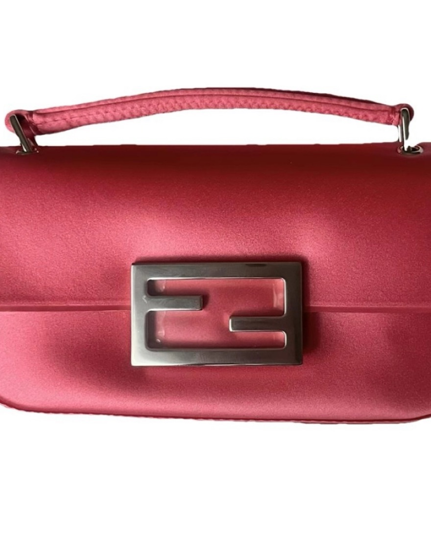 Fendi Pink Satin Phone Baguette Bag by Fendi - Pickle