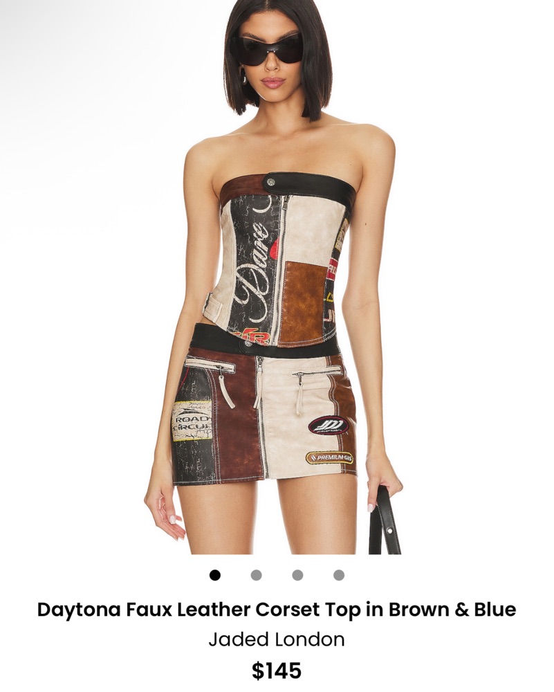 Jaded London Patchwork Leather Top by Jaded London - Pickle