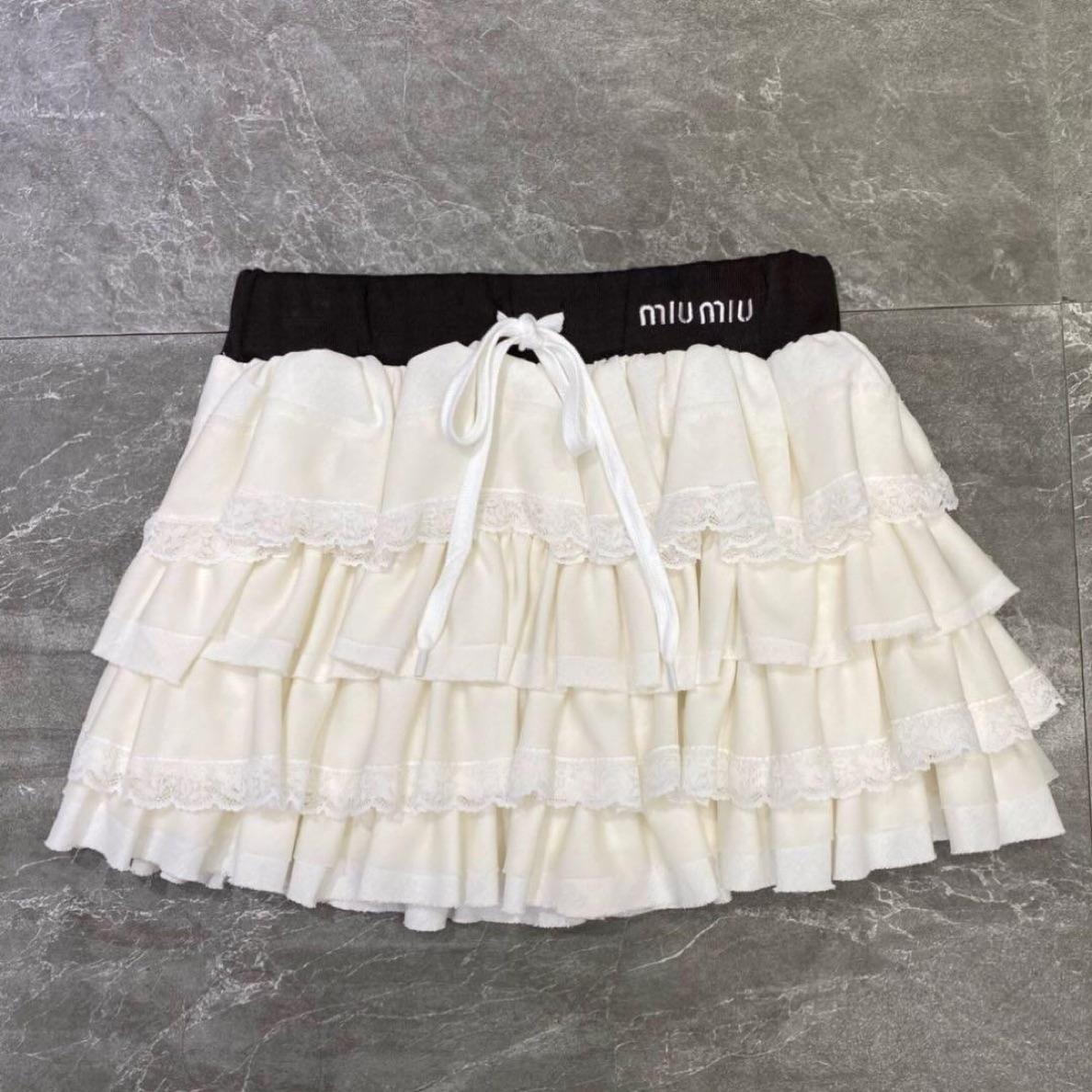 black band ruffle miu miu skirt by Miu Miu - Pickle