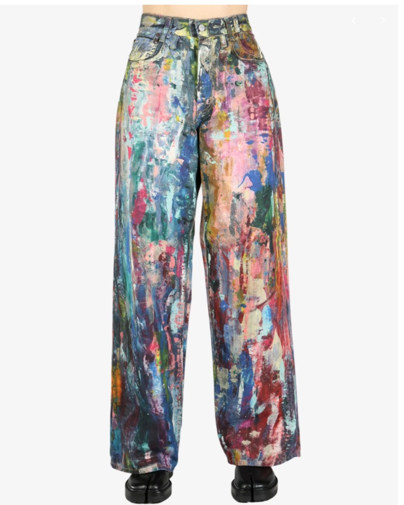ACNE スウェット 水彩画 花柄 Acne Studios Baggy Paint Splatter Jeans by Acne Studios - Pickle