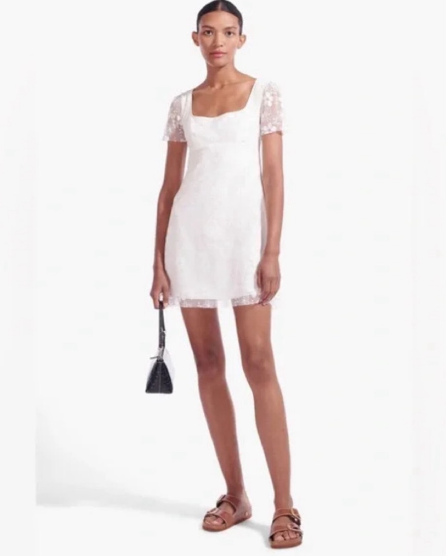 STAUD | Sandra Lace Overlay Dress Floral by Staud - Pickle