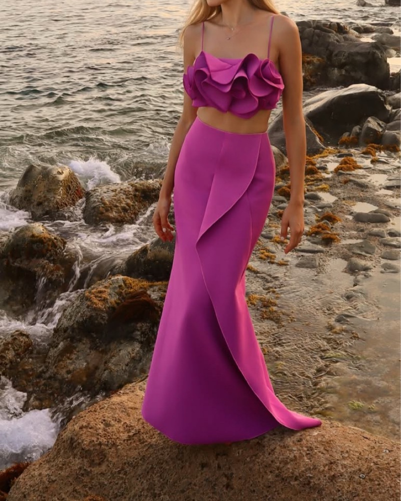 Vibrant Fuchsia Ruffled Gown By ACLER by Acler - Pickle