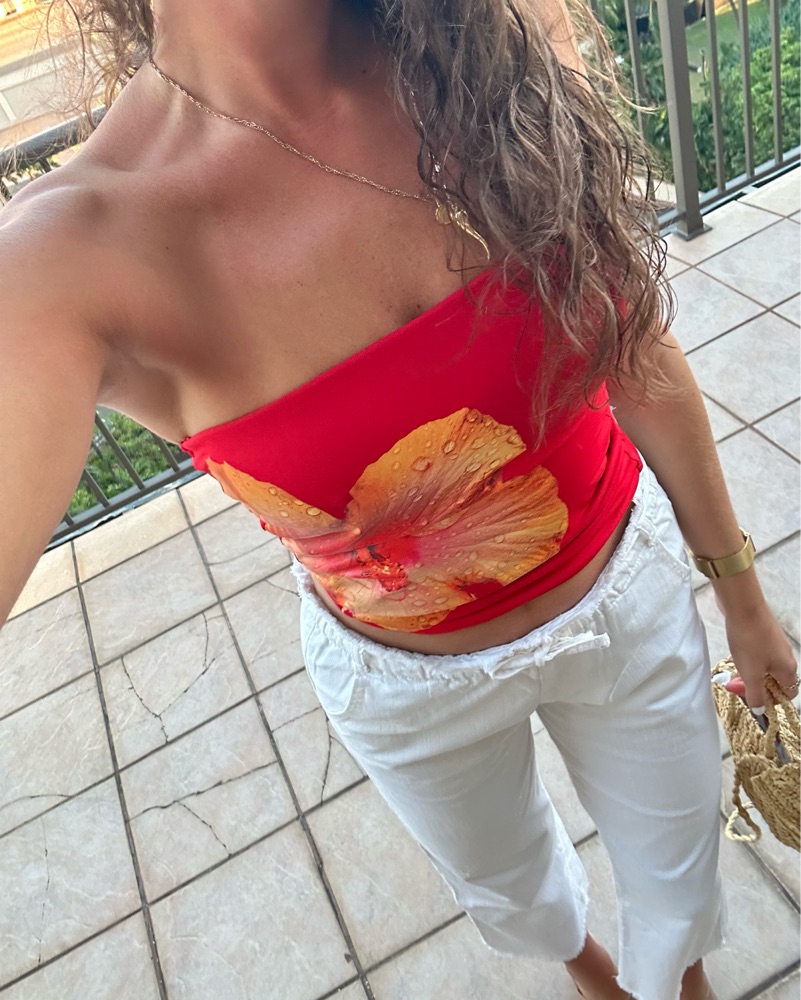 Red Hibiscus Tube Top 🌺 by Zara - Pickle