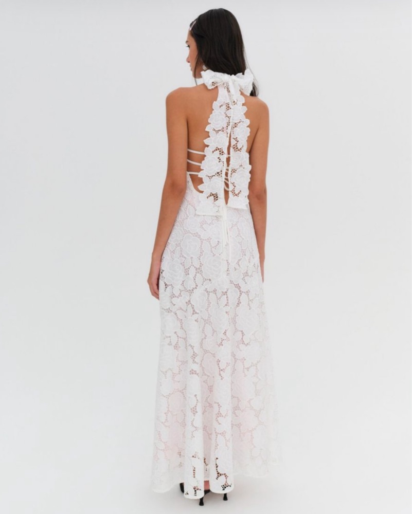 Astoria White Lace Maxi with Pink Slip by For Love & Lemons - Pickle