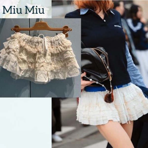 black band ruffle miu miu skirt by Miu Miu - Pickle