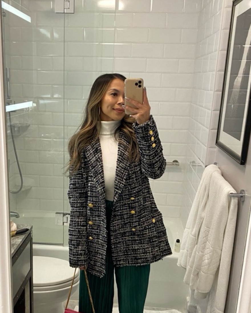 Zara Textured Weave Blazer/Jacket by Zara - Pickle