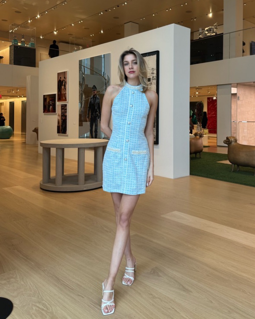 Blue Tweed Mini Dress by Raphaella - Pickle