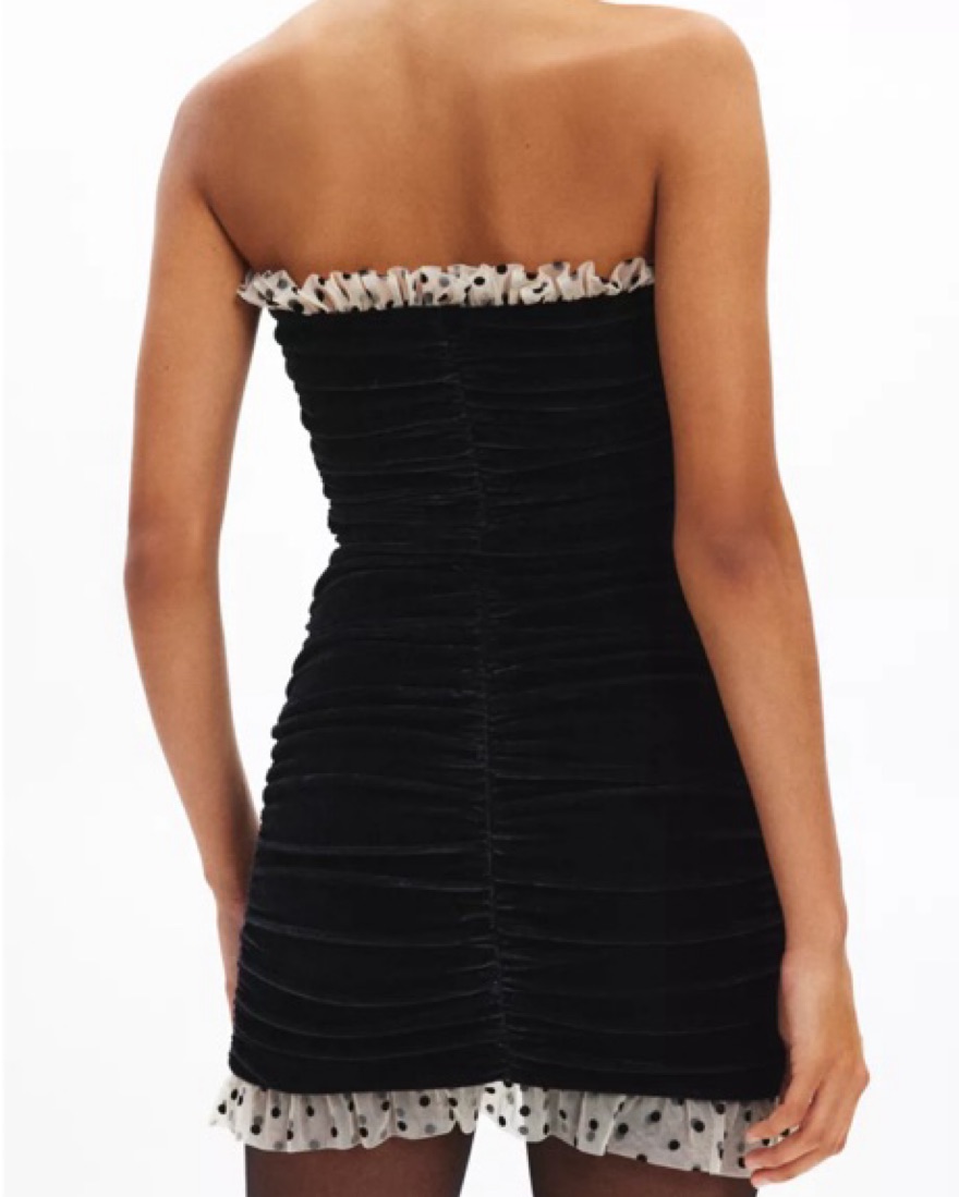 Black Mini Dress With Polka Dot Trim by Urban Outfitters - Pickle