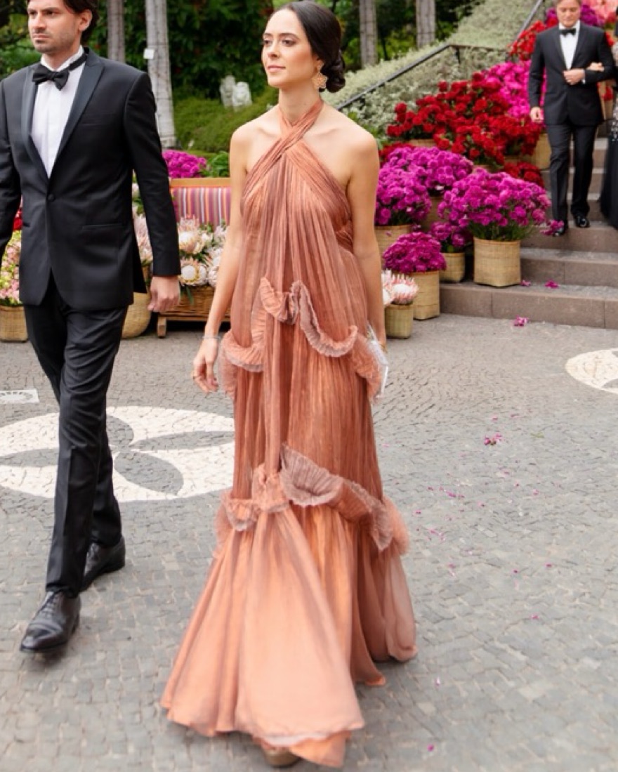 Maria Lucia Hohan Pink Gold Pleated Gown by Maria Lucia Hohan - Pickle