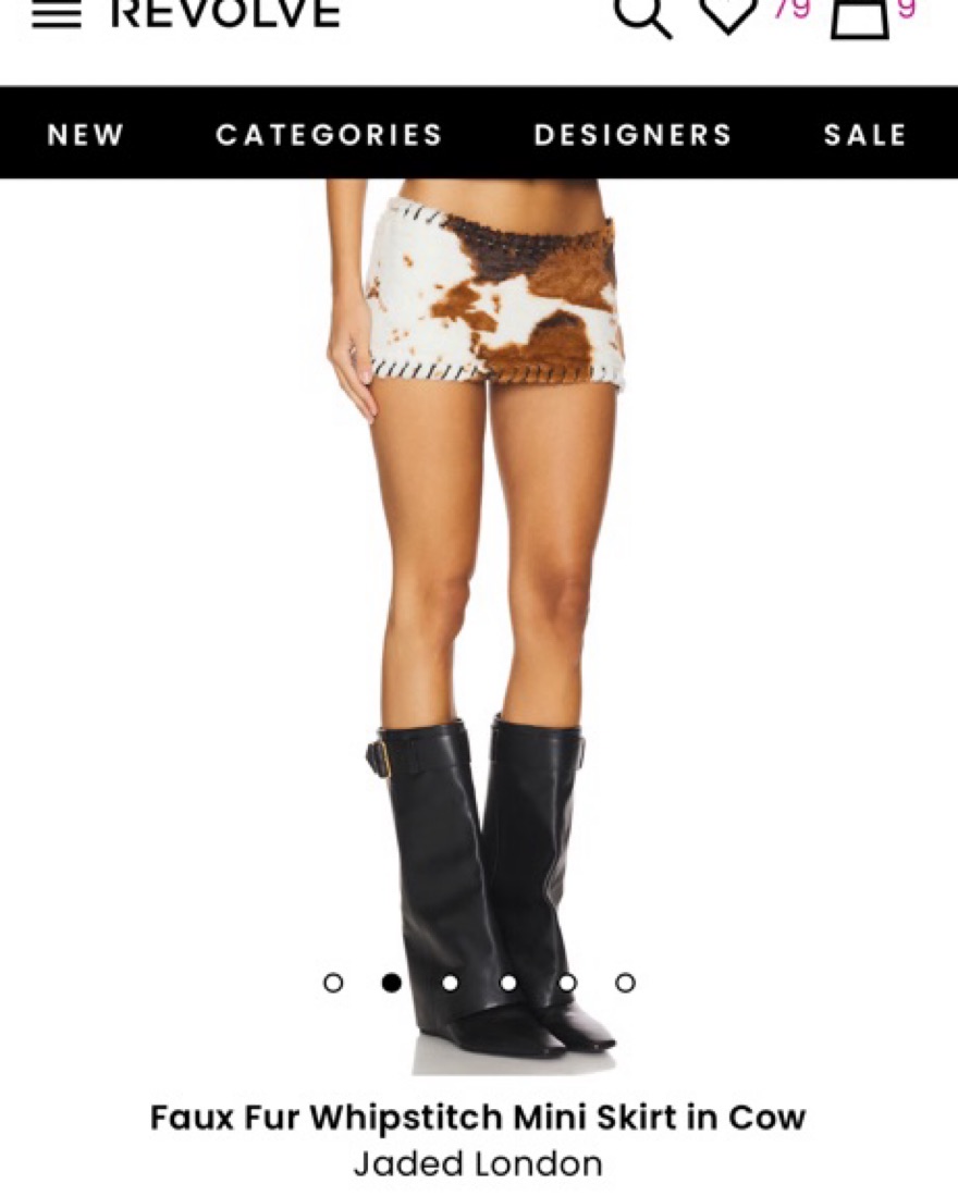 Faux Fur Whipstitch Mini Skirt in Cow by Jadedlondon - Pickle