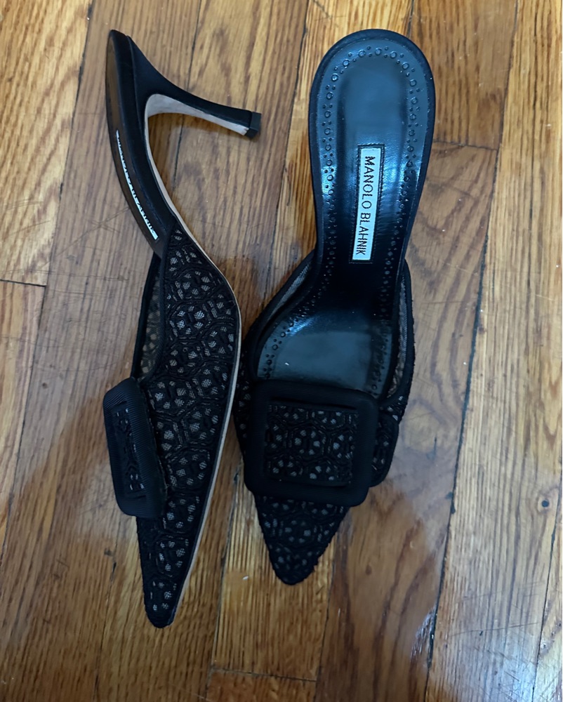 Manolo Lace Mule by Manolo Blahnik - Pickle