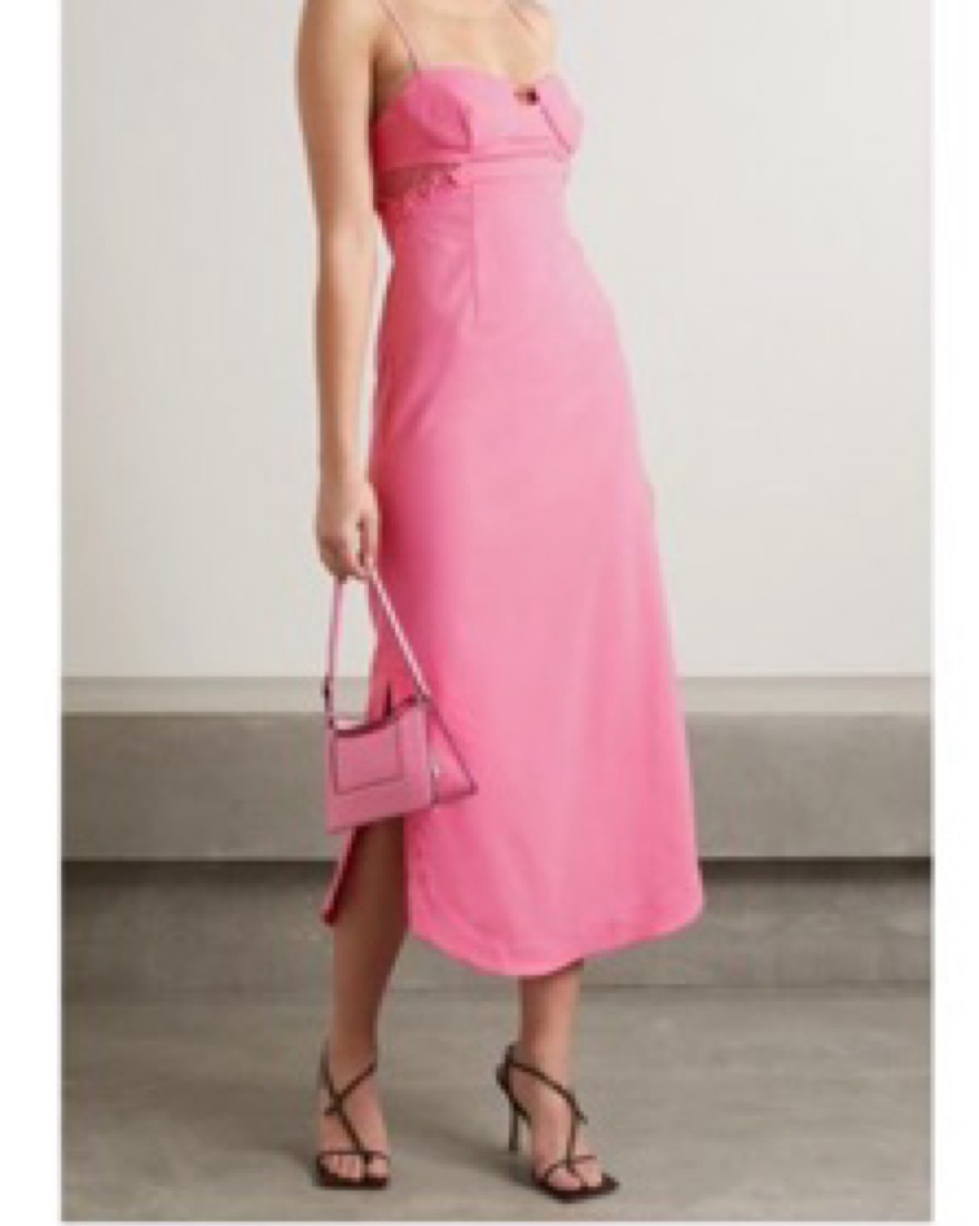 SIMKHAI Alessi mesh-trimmed Midi Dress by Jonathan Simkhai - Pickle
