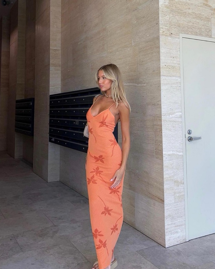 ✨Stunning Floral Orange Maxi Dress by White Fox Boutique - Pickle