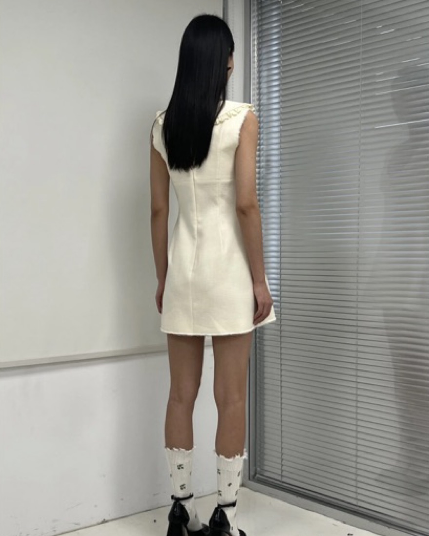 SHUSHU/TONG Cream Round Neck Bow Dress by SHUSHUTONG - Pickle