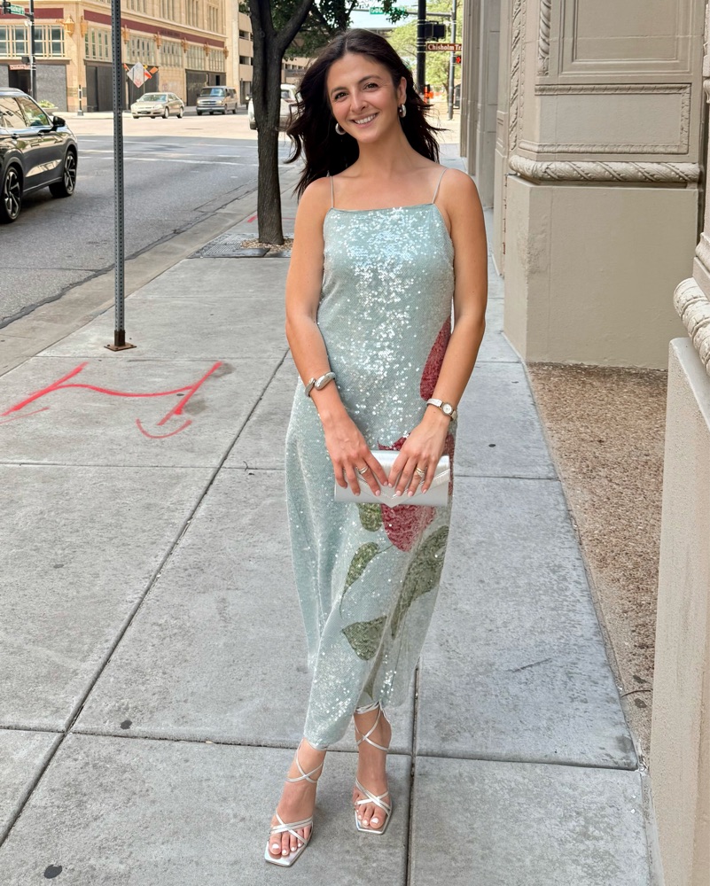 Farm Rio Sequin Floral Midi Dress by Farm Rio - Pickle
