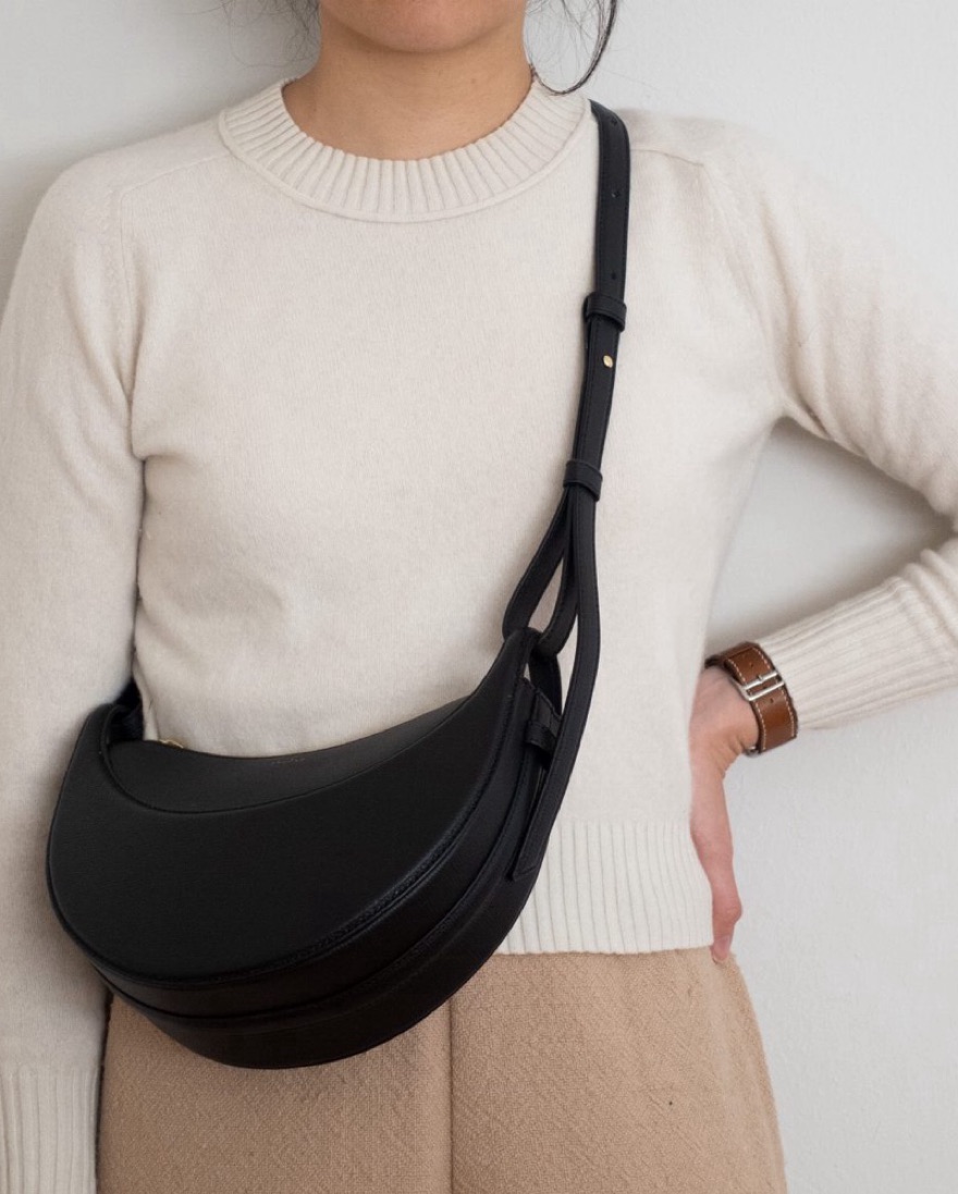 POLÈNE ブラックレザー ケース Polène | Card Holder - Kayé - Textured Black