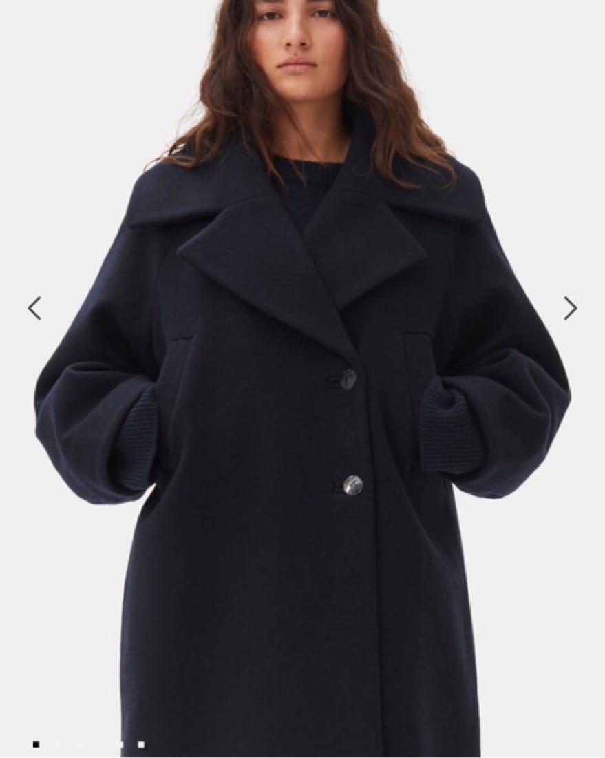 Ganni Navy Wool Coat by Ganni - Pickle