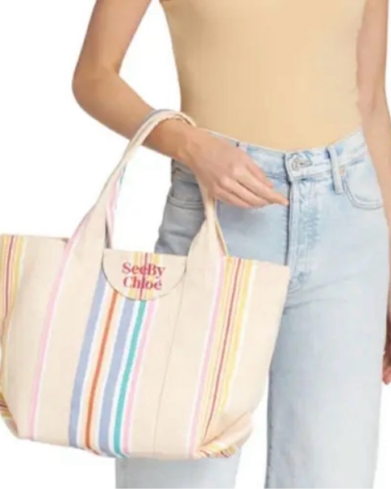 SeeByChloeバック SeeByChloe See By Chloe Laetizia Striped Tote Bag Brand New Tags